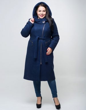 Пальто жіноче, модель К-134, з кашеміру, синього кольору
