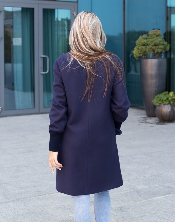Пальто женское, модель В-131, из кашемира, темно-синего цвета