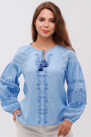 Женская вышиванка Росава (Ж2102) (лен голубой)