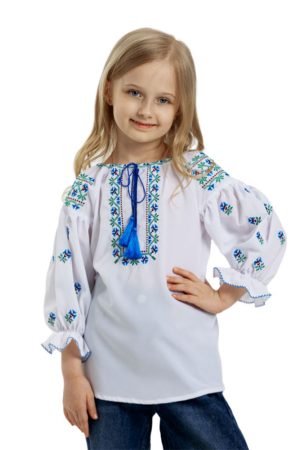 Вышиванка для девочки Радуга (софт белый)