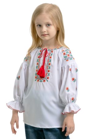 Вышиванка для девочки Радуга (софт белый)