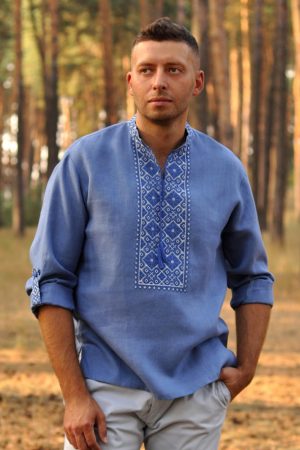 Рубашка с вышивкой в ​​джинсовом стиле