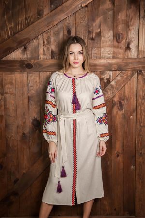 Женское вышитое платье «Горная сказка» (меланж)