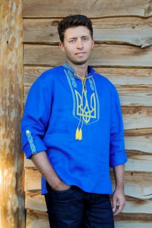 Мужская вышиванка с гербом Украины