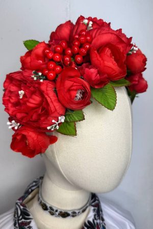 Український віночок ручної роботи червоний Український віночок ручної роботи червоний