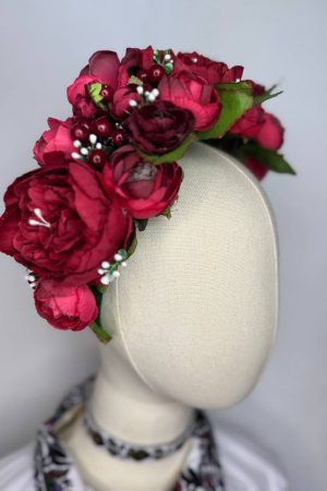 Украинский венок ручной работы бордовый