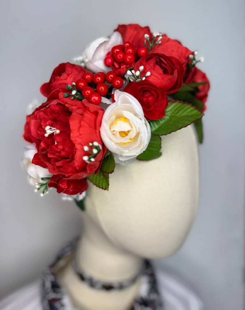 Украинский венок ручной работы красный Украинский венок ручной работы красный