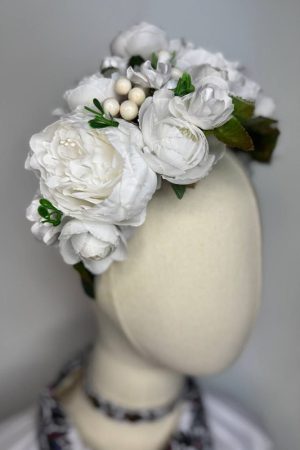 Украинский венок ручной работы белый