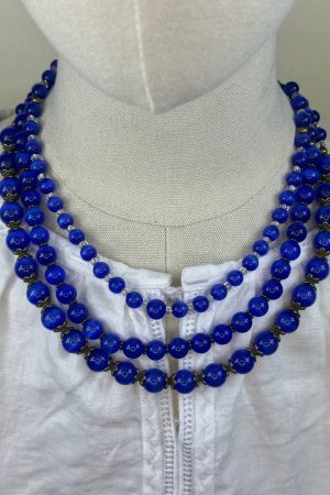 Традиційне трирядне намисто з натурального каменю «Котяче око» — ручна робота Традиційне трирядне намисто з натурального каменю «Котяче око» — ручна робота