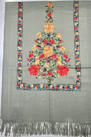 Палантин / шарф кашемировый вышитый серый тёплый мягкий 100% кашемир 70×200 см Палантин / шарф кашемировый вышитый серый тёплый мягкий 100% кашемир 70×200 см