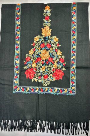 Палантин / шарф кашемировый вышитый чёрный тёплый мягкий 100% кашемир 70×200 см Палантин / шарф кашемировый вышитый чёрный тёплый мягкий 100% кашемир 70×200 см