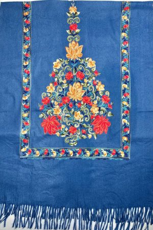 Палантин / шарф кашемировый вышитый синий тёплый мягкий 100% кашемир 70×200 см Палантин / шарф кашемировый вышитый синий тёплый мягкий 100% кашемир 70×200 см