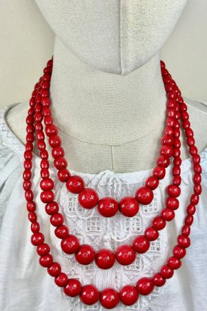 Вигідна пропозиція! Традиційне трирядне намисто з натурального дерева