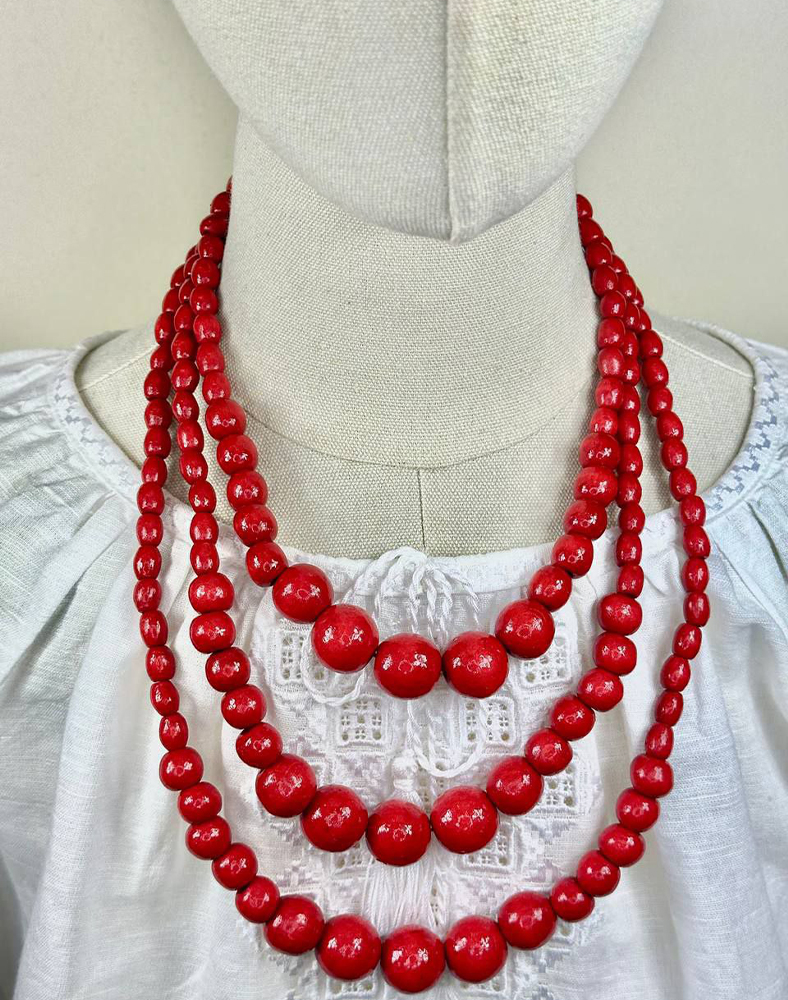 Вигідна пропозиція! Традиційне трирядне намисто з натурального дерева Вигідна пропозиція! Традиційне трирядне намисто з натурального дерева