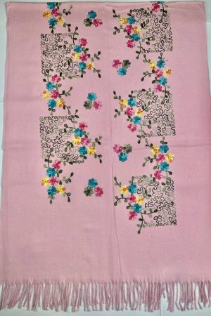 Палантин / шарф кашемировый вышитый розовый тёплый мягкий 100% кашемир 70×200 см Палантин / шарф кашемировый вышитый розовый тёплый мягкий 100% кашемир 70×200 см