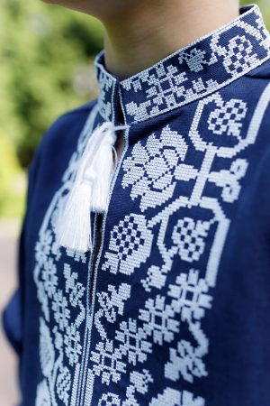 Вишиванка для хлопчика «Всеволод» (синя з білим)