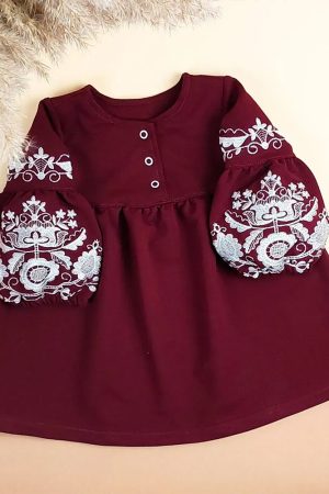 Дитяча сукня з вишивкою “Тереза” (бордова)