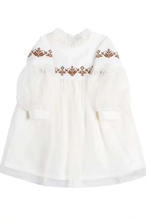 Дитяча сукня з вишивкою та фатином “Ніккі” (біла)
