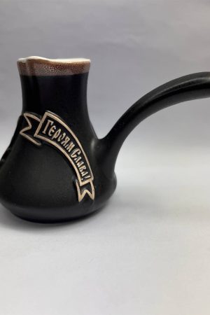 Турка керамічна “Героям Слава” чорна матова | Глиняна турка для кави Турка керамічна “Героям Слава” чорна матова | Глиняна турка для кави