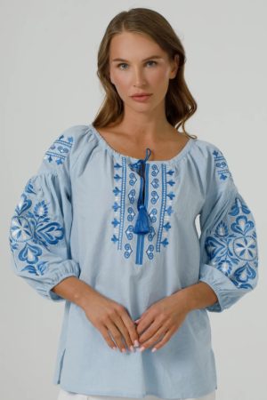 Вишиванка жіноча «Полонея» блакитна