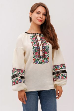 Вишиванка жіноча «Добродія» (Ж1702) вершкова