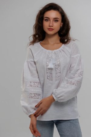 Блуза женская «Биляна романтичная» белая