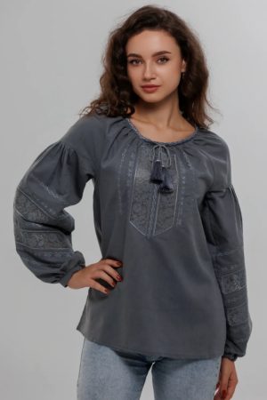 Вишиванка жіноча «Біляна романтична» графіт