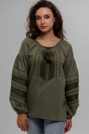 Блуза жіноча «Біляна романтична» хакі