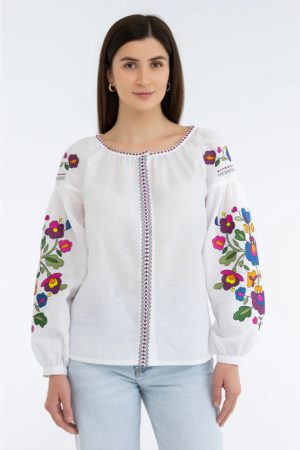 Вишиванка жіноча «Веселина» біла