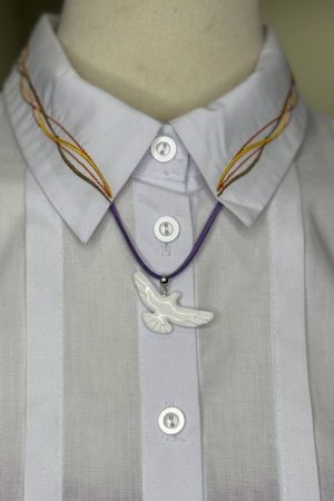 Біла прикраса «Пташка» без розпису