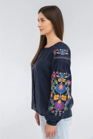 Вишиванка жіноча «Веселина» чорнильна