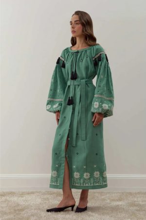 Сукня-вишиванка жіноча «Орія» м’ята
