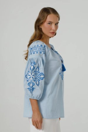 Вишиванка жіноча «Полонея» блакитна