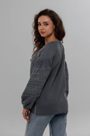 Вишиванка жіноча «Біляна романтична» графіт