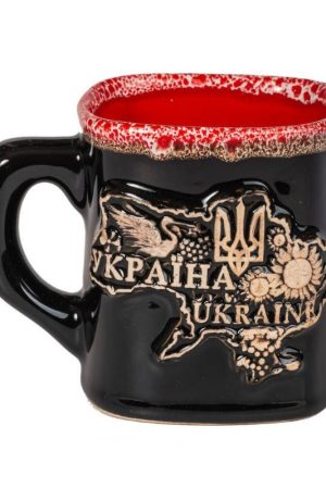 Керамічна чайна квадратна чашка “Карта України”, 400 мл
