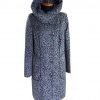 Пальто женское утепленное, модель К-136, из жаккардорого кашемира, серого цвета