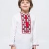 Вышиванка для мальчика "Васильки" из хлопка, рост 098-116, белого цвета