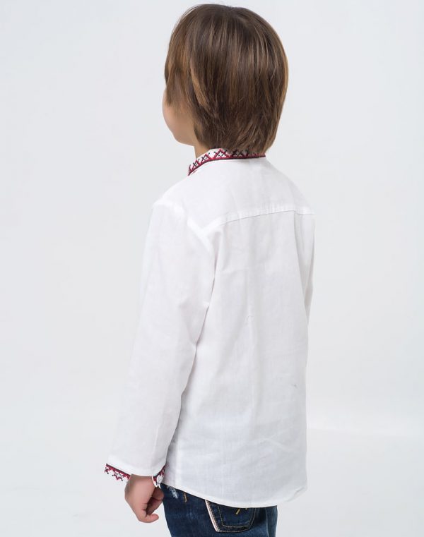 Вышиванка для мальчика "Васильки" из хлопка, рост 122-140, белого цвета