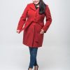 Пальто женское, модель В-27, из кашемира, бордового цвета