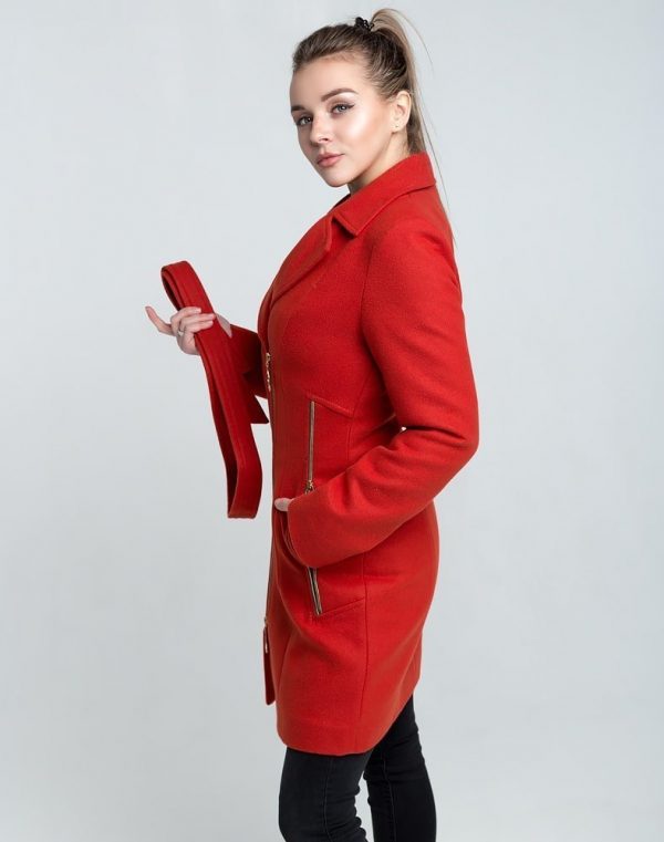 Пальто женское, модель В-28, из кашемира, терракотового цвета