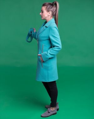 Пальто женское, модель В-28, из кашемира, светло-зеленого цвета