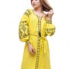 Платье вышитое "Подоляночка" из льна, модель Д-88-1, желтого цвета