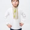 Вышиванка для мальчика "Дубочек" из хлопка, рост 098-116, белого цвета