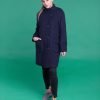 Пальто женское, модель В-116, из кашемира, темно-синего цвета