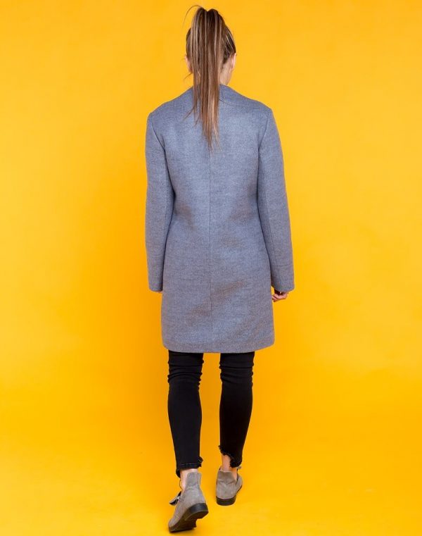 Пальто женское утепленное, модель В-120, из кашемира, серого цвета