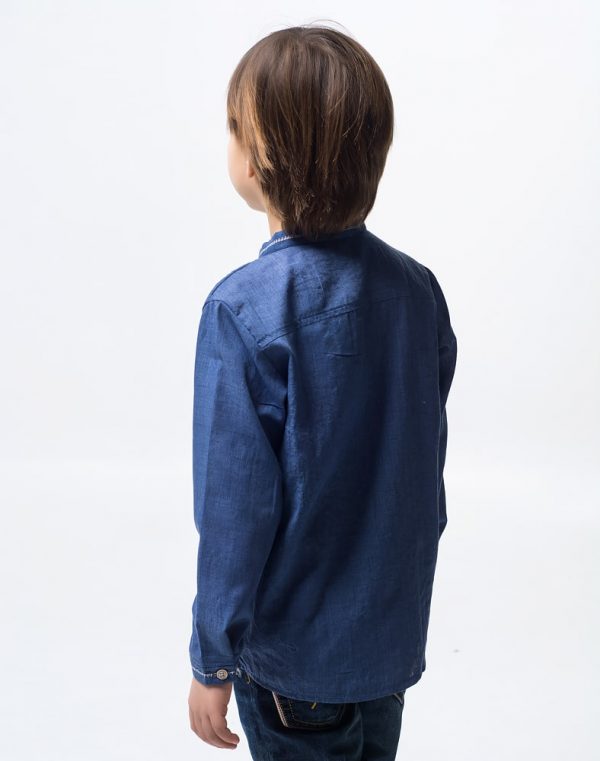 Вишиванка для хлопчика "Дубова Гілка" з батиста, рост 098-116  , синього кольору