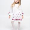 Платье для девочки "Розочки" из льна, рост 122-140, белого цвета